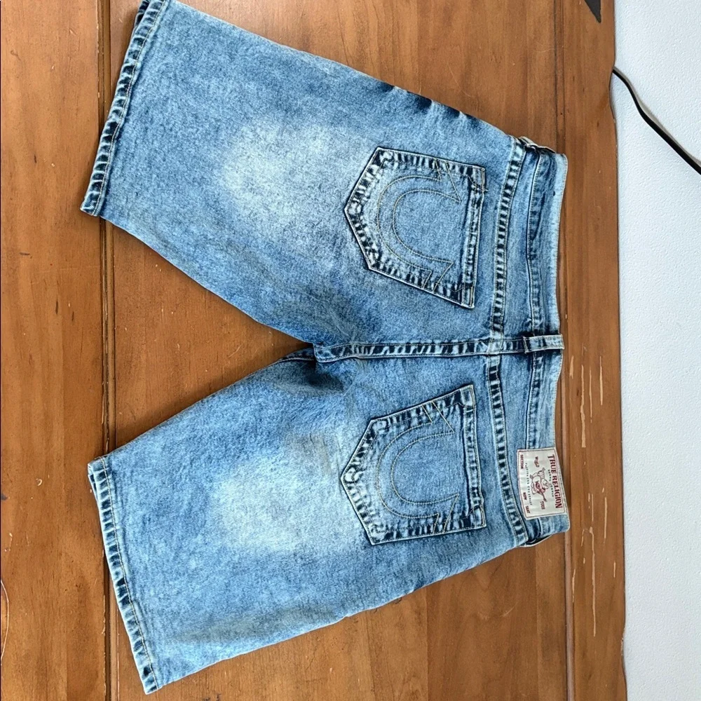 True Religion Ricky Relaxed Straight Men's Blue Denim Shorts Size 36